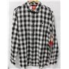 Image 1 : ELEMENT MENS BLACK/WHITE PLAID LONG SLEEVE BUTTON