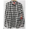 Image 1 : ELEMENT MENS BLACK/WHITE PLAID LONG SLEEVE BUTTON