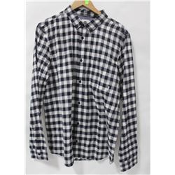ELEMENT MENS NAVY/WHITE PLAID LONG SLEEVE BUTTON