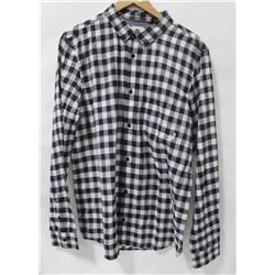 ELEMENT MENS NAVY/WHITE PLAID LONG SLEEVE BUTTON