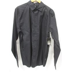 ELEMENT MENS BLACK LONG SLEEVE BUTTON UP SHIRT