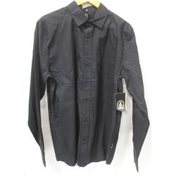 ELEMENT MENS BLACK LONG SLEEVE BUTTON UP SHIRT