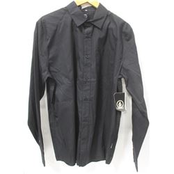ELEMENT MENS BLACK LONG SLEEVE BUTTON UP SHIRT