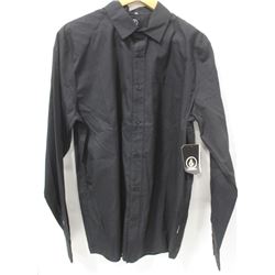 ELEMENT MENS BLACK LONG SLEEVE BUTTON UP SHIRT