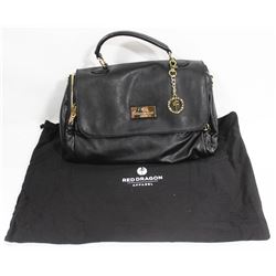 RED DRAGON WOMENS DESIGNER BLACK LEATHER