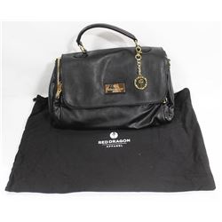 RED DRAGON WOMENS DESIGNER BLACK LEATHER