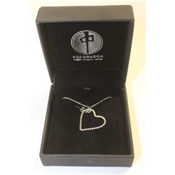 RED DRAGON WOMENS HEART LOGO SILVER TONED NECKLACE