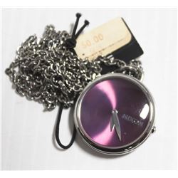 NIXON SILVER/PURPLE PENDANT WATCH