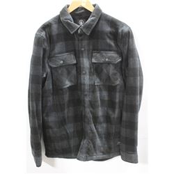 VOLCOM BLACK/GREY PLAID BOWER FLEECE MENS BUTTON