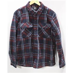 VOLCOM BLUE/BURGUNDY PLAID BOWER FLEECE MENS