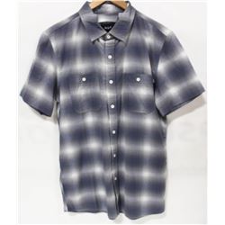 HUF MENS BLUE OMBRE PLAID SHORT SLEEVE BUTTON UP
