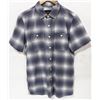 Image 1 : HUF MENS BLUE OMBRE PLAID SHORT SLEEVE BUTTON UP
