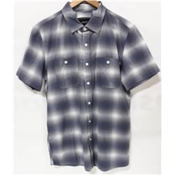 HUF MENS BLUE OMBRE PLAID SHORT SLEEVE BUTTON UP