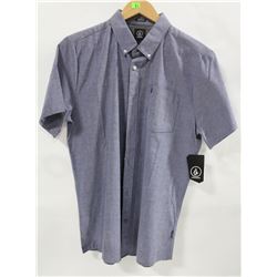 VOLCOM BLUE DENIM SHORT SLEEVE MENS BUTTON UP