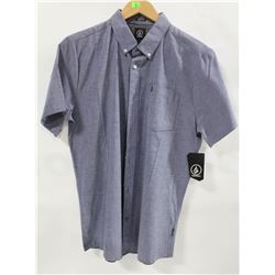VOLCOM BLUE DENIM SHORT SLEEVE MENS BUTTON UP