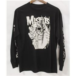 ZERO BLACK MISFITS LOGO MENS LONG SLEEVE SHIRT