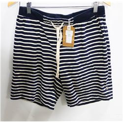 LIFETIME WHITE/NAVY STRIPED MENS ATHLETIC SHORTS