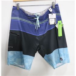VOLCOM BLUE STRIPED MENS BOARD SHORTS