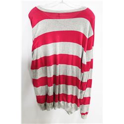 WESC WOMENS PINK/GREY STRIPED LONG SLEEVE SWEATER