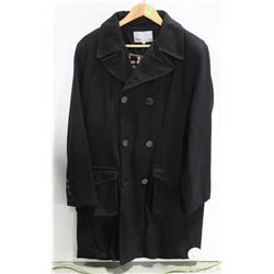 WESC MENS BLACK FERENC SOLID BLACK WOOL COAT