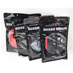 BAG OF 4 RED DRAGON EXTRA LARGE BOXER BRIEFS