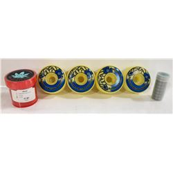 BAG OF 60MM WHEELS, BEARINGS AND HARDWARE