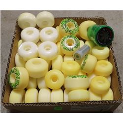FLAT OF ASSORTED SIZED SKATEBOARD WHEELS