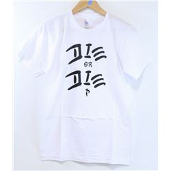 AMERICAN APPAREL WHITE PLUSH "P" T-SHIRT SIZE S