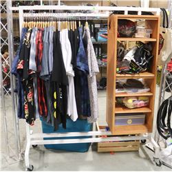 WHITE CLOTHING AND DISPLAY ROLLING RACK