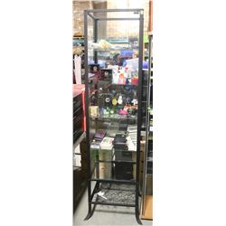 BLACK & GLASS 4 TIER DISPLAY CASE