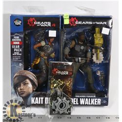LOT OF 2 GEARS OF WAR FIGURES AND COG TAGS