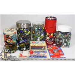 LARGE FLAT OF MARBLES MOSTLY VINTAGE