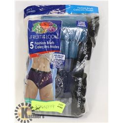 NEW MENS SIZE LARGE FASHION BRIEFS 5 PACK