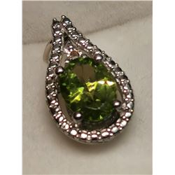 SILVER PERIDOT WITH DIAMOND  PENDANT
