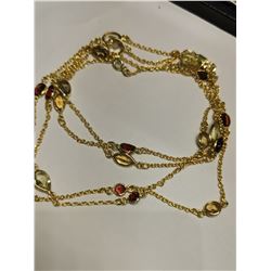 SILVER 36" GOLD PLATED WITH GARNET.CTIRINE.