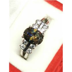 SILVER CZ RAINBOW TOPAZ(3CT)  RING