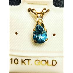 10KT. GOLD BLUE TOPAZ  PENDANT
