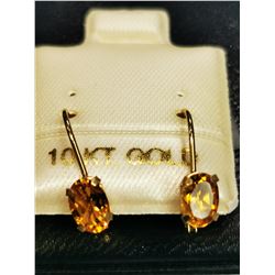 10KT GOLD CITRINE LEVER BACK  EARRINGS