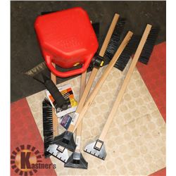 5L NEW GAS CAN, 5 SNOW BRUSHES AND ARMOUR ALL