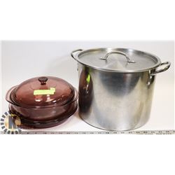 VINTAGE CRANBERRY PYREX VISIONS COOKWARE