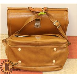 VINTAGE LEATHER BRIEFCASE & VINTAGE CARRY ON