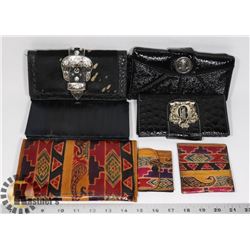 FLAT OF ASSORTED LADIES WALLETS. SOME LEATHER