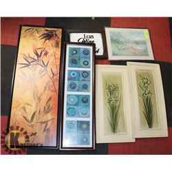 LOT OF DÉCOR PRINTS & 2 HAND PAINTED ON BOARD