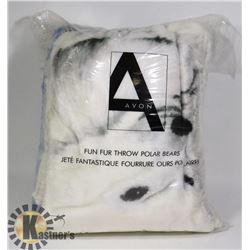 NEW AVON POLAR BEAR FUN FUR THROW, 50 X 60