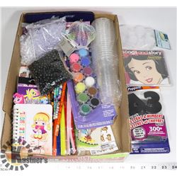 FLAT OF CRAFT ITEMS INCLUDES: BEADS, PENCILS,