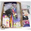 Image 1 : FLAT OF CRAFT ITEMS INCLUDES: BEADS, PENCILS,
