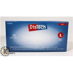 BOX OF DISTECH VINYL MEDICAL EXAMINATION GLOVES