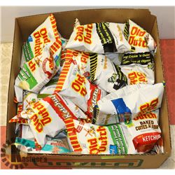 BOX OF ASSORTED BAGS OF CHIPS.