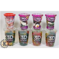 BAG OF 8 ASSORTED CANDY CUPS.