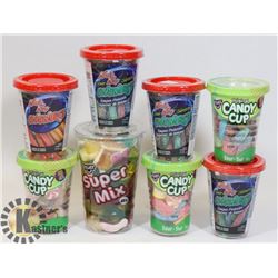 BAG OF 8 ASSORTED CANDY CUPS.